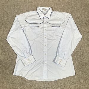 Vintage Saturdays Pearl Snap Button Up Shirt Men Long Sleeve 80s Blue Western XL